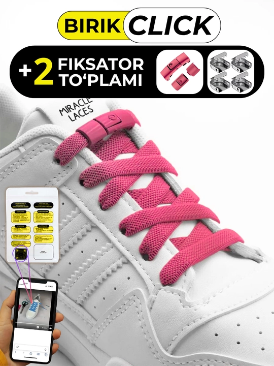 BIRIK CLICK - Elastik bog‘ich, fiksatorli, sport va kundalik poyabzal uchun