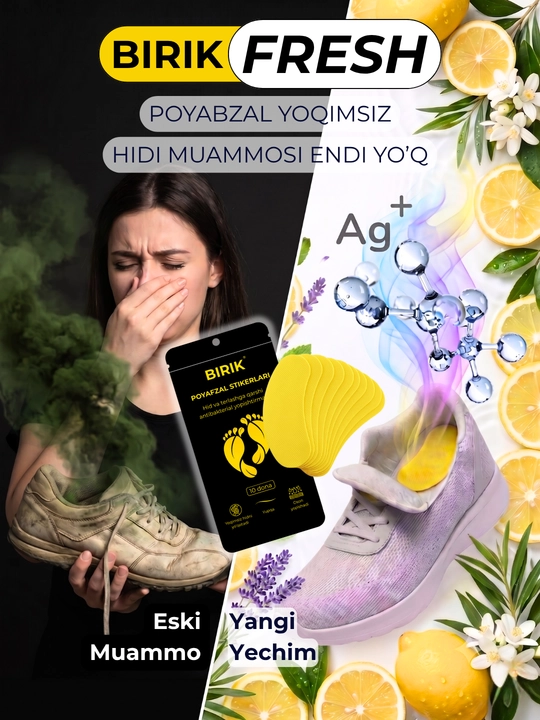 BIRIK FRESH - Ag+ va tabiiy efir moylari qo‘shilgan antibakterial stiker, 10 dona