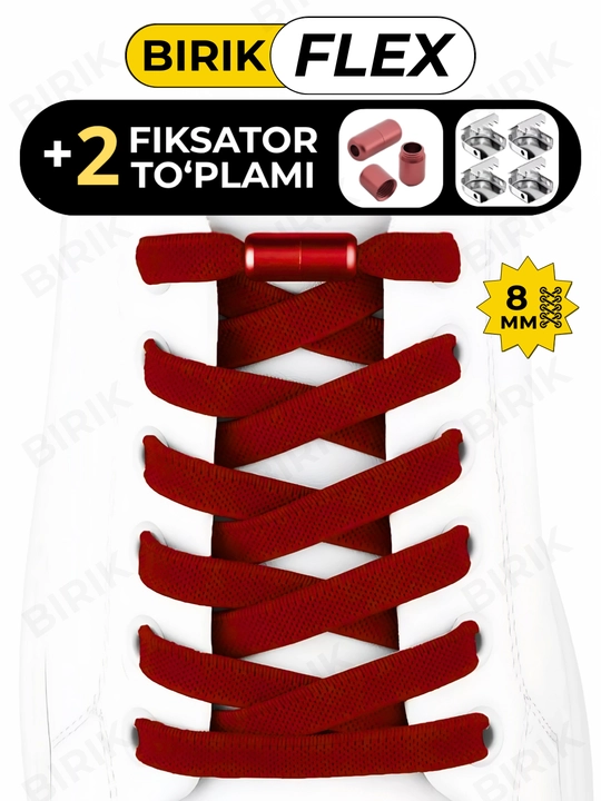BIRIK FLEX elastik bog‘ichsiz shnurlar, 8 mm, fiksatorli