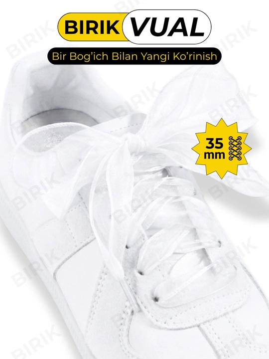 BIRIK VUAL organza lenta bog'ich 3,5 sm, krossovka va baletka uchun keng bog'ichlar