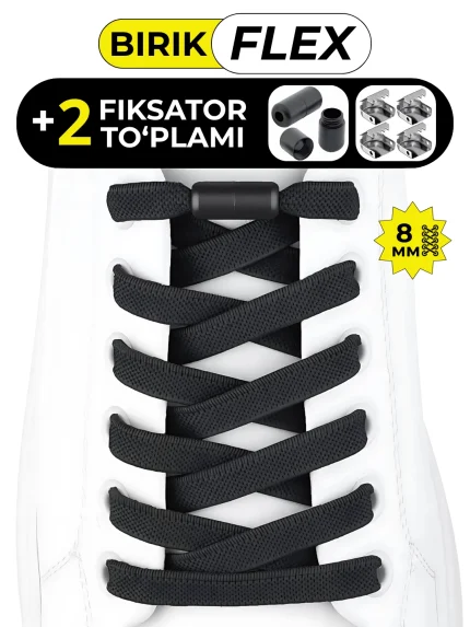 BIRIK FLEX elastik bog‘ichsiz shnurlar, 8 mm, fiksatorli